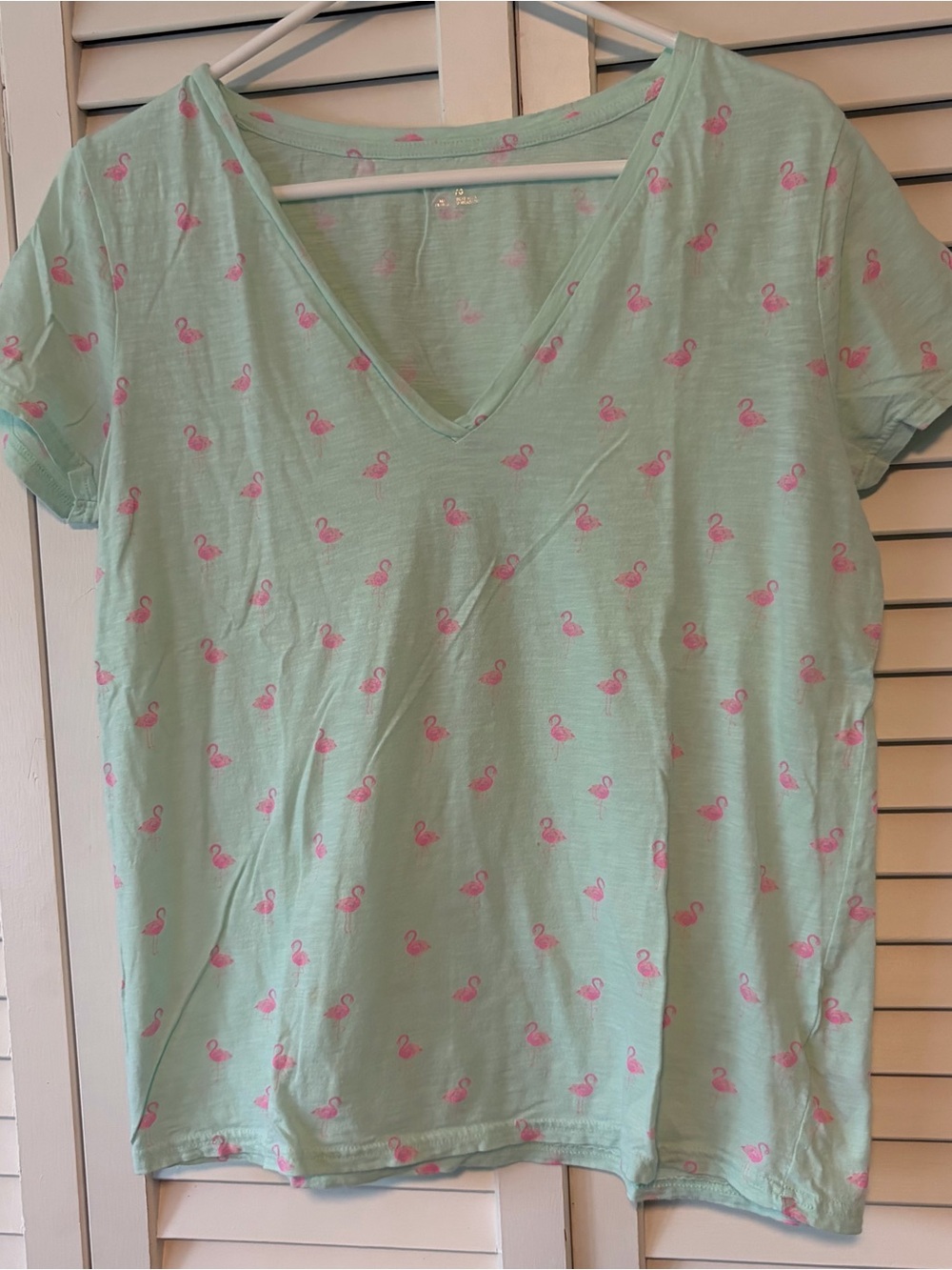 Merona Mint Short Sleeve Tee with Pink Flamingo Accents